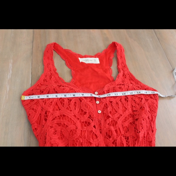 Abercrombie & Fitch Red Lace Button Front Dress - Picture 5 of 7
